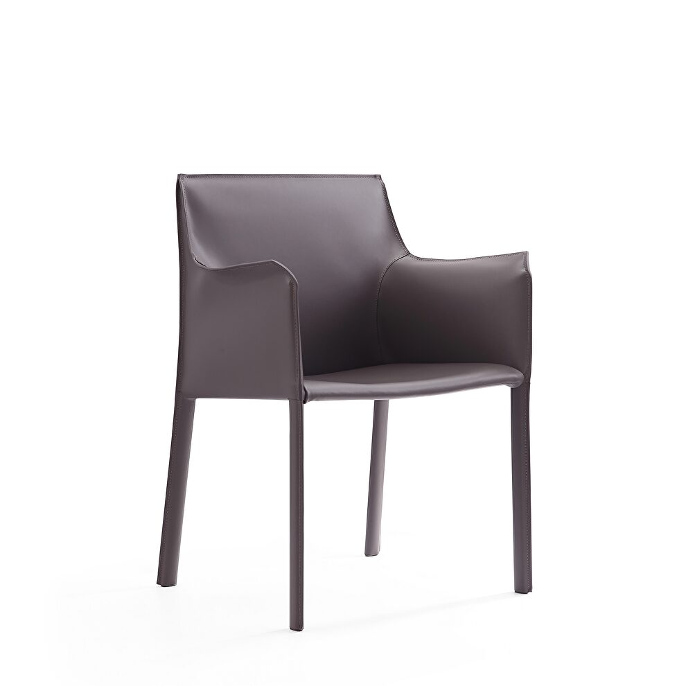 Gray saddle leather armchair by Manhattan Comfort