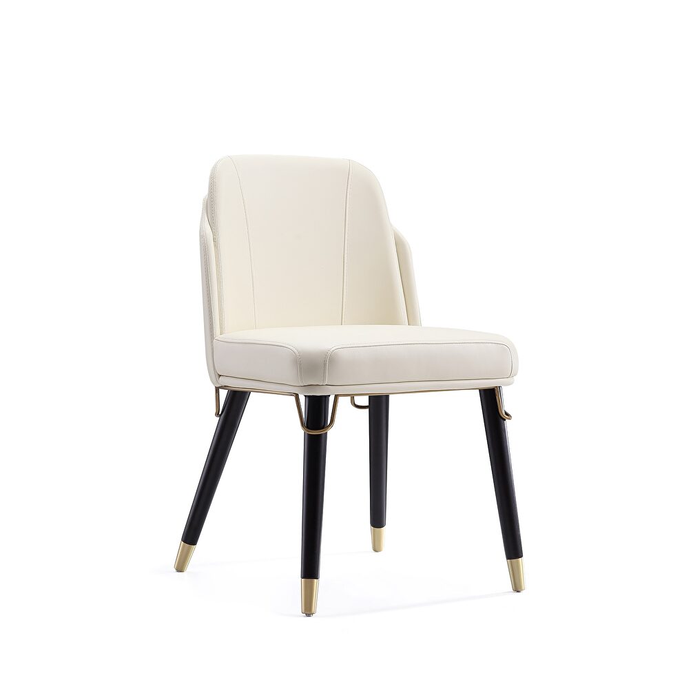 Cream and black faux leather dining chair by Manhattan Comfort