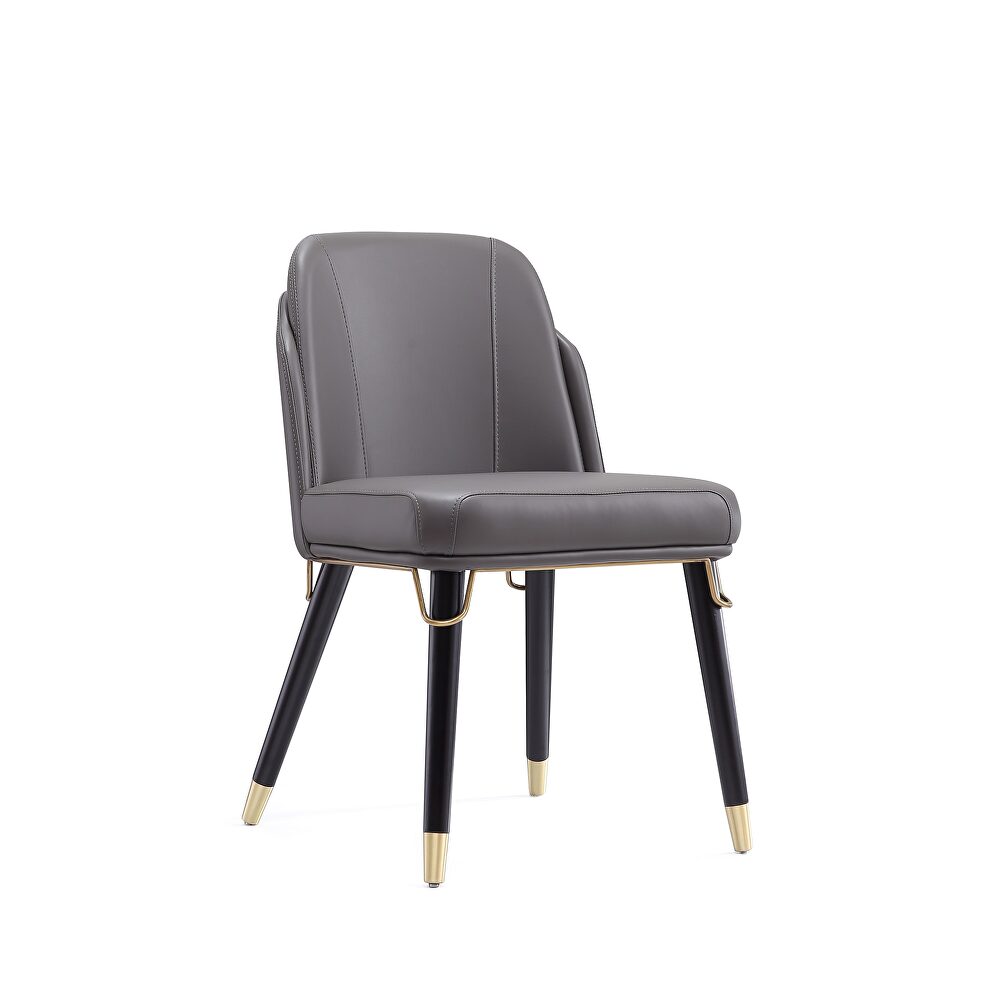 Pebble and black faux leather dining chair by Manhattan Comfort