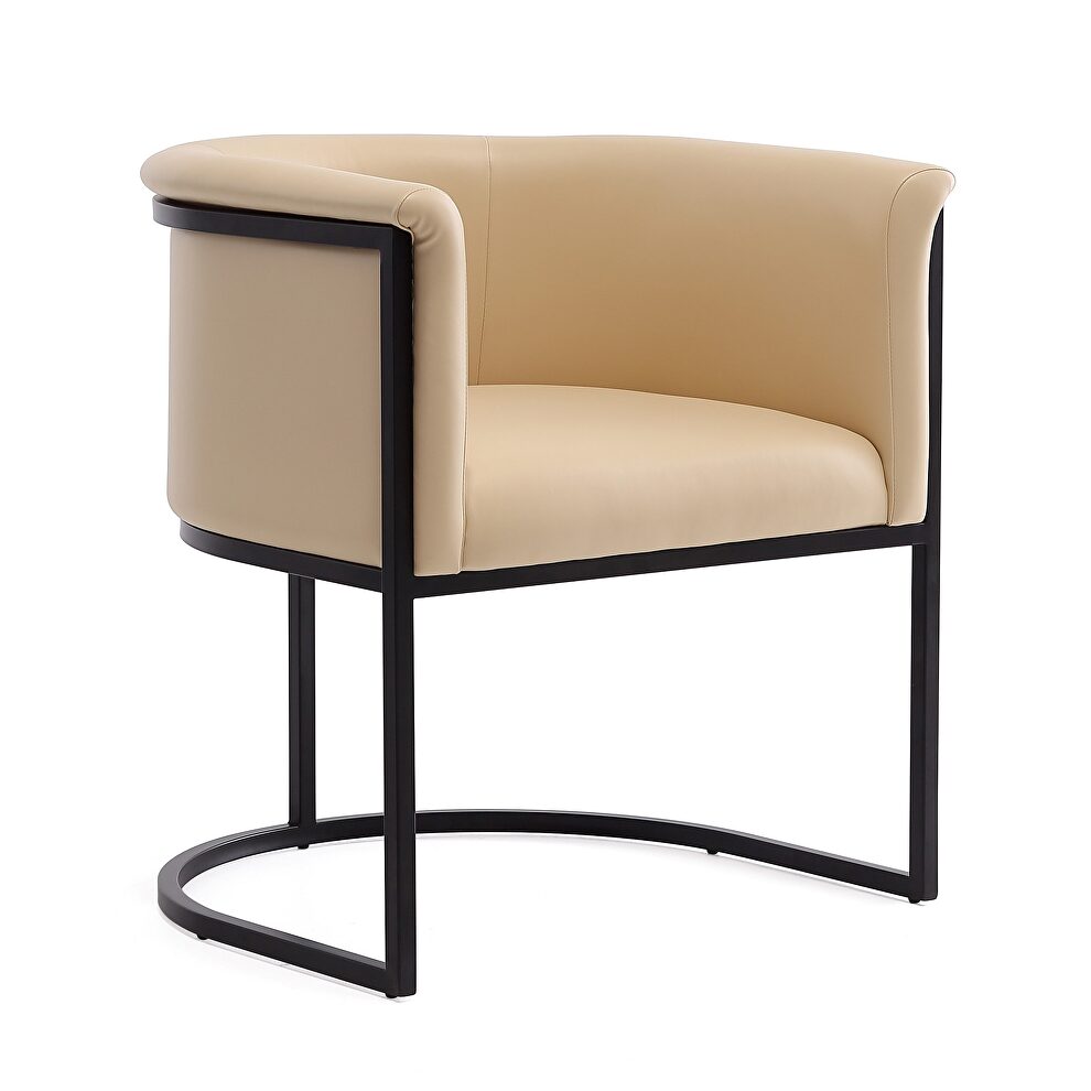 Tan and black faux leather dining chair by Manhattan Comfort
