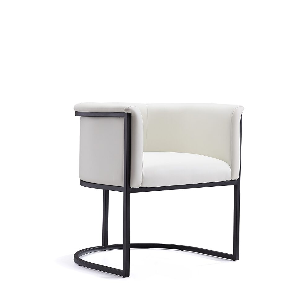 White and black faux leather dining chair by Manhattan Comfort