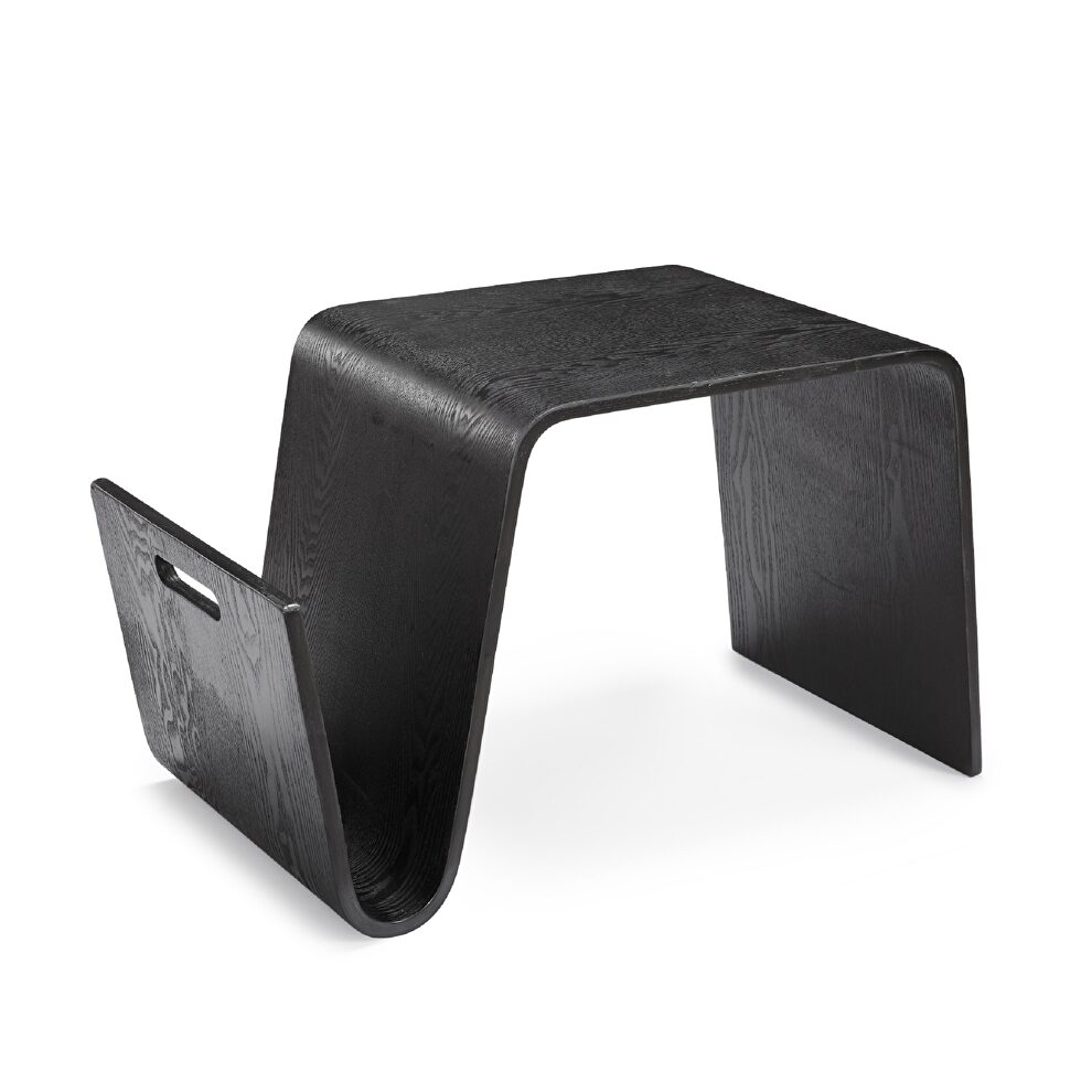 Black rectangle plywood and ash veneer end table by Manhattan Comfort