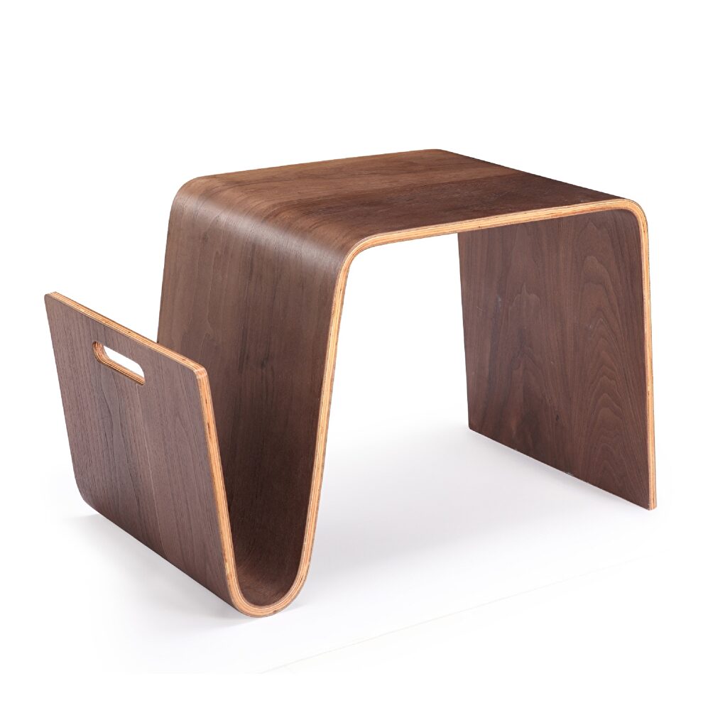 Walnut rectangle plywood and ash veneer end table by Manhattan Comfort