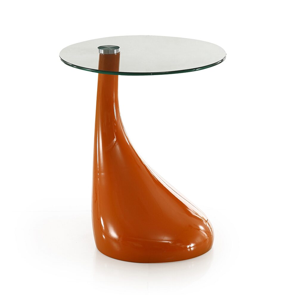 Orange glass top accent table by Manhattan Comfort
