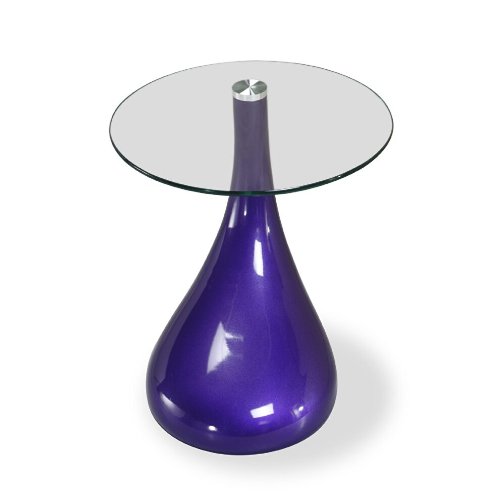 Purple glass top accent table by Manhattan Comfort