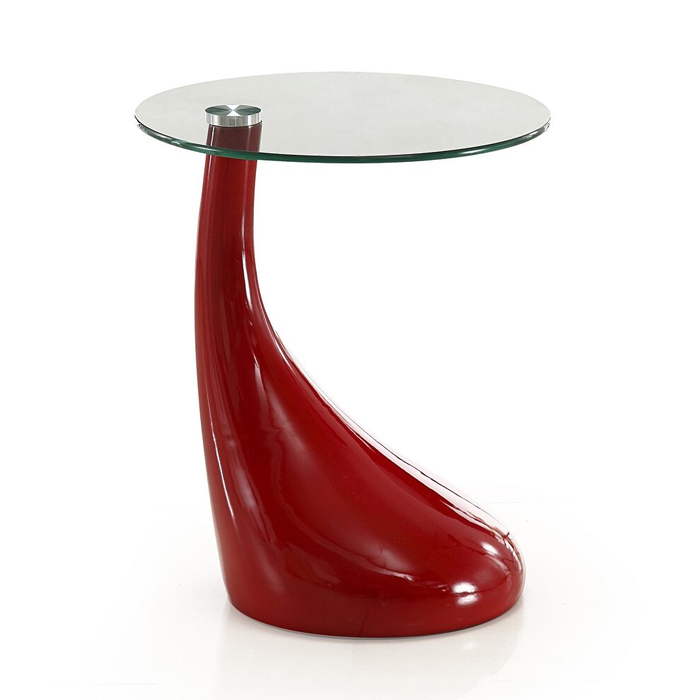 Red glass top accent table by Manhattan Comfort