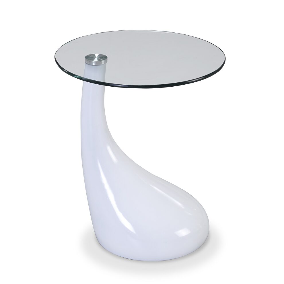 White glass top accent table by Manhattan Comfort