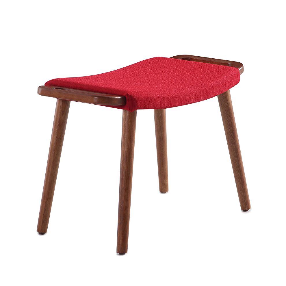 Red and antique walnut ottoman by Manhattan Comfort