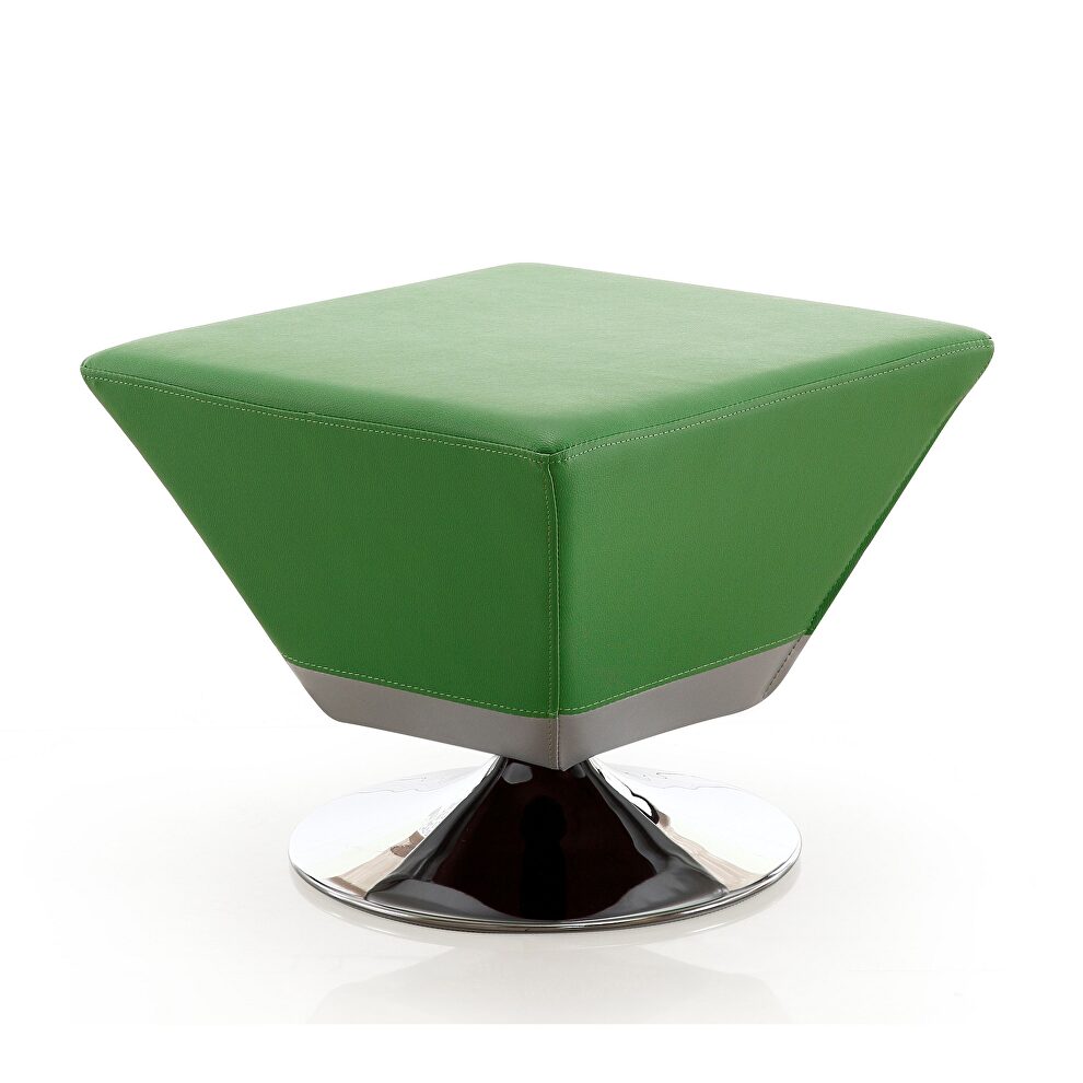 Green and polished chrome swivel ottoman by Manhattan Comfort