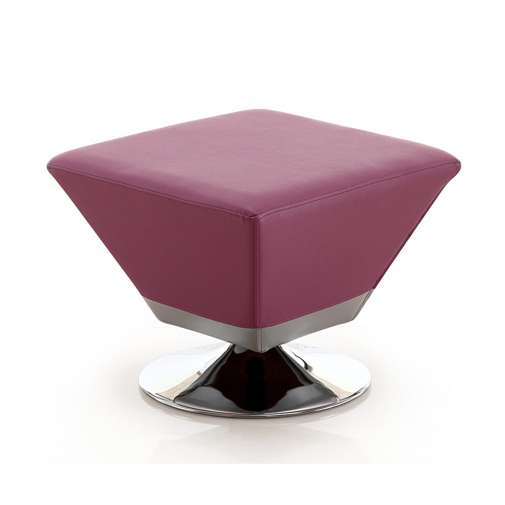 Purple and polished chrome swivel ottoman by Manhattan Comfort