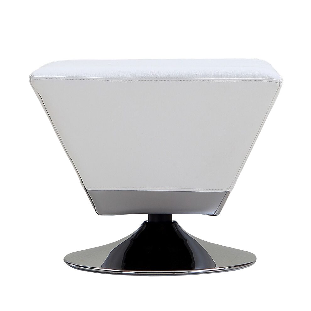 White and polished chrome swivel ottoman by Manhattan Comfort