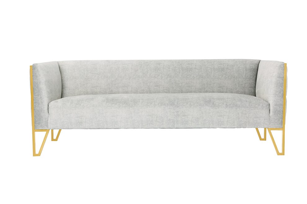 Gray and gold velvet 3-seat sofa by Manhattan Comfort