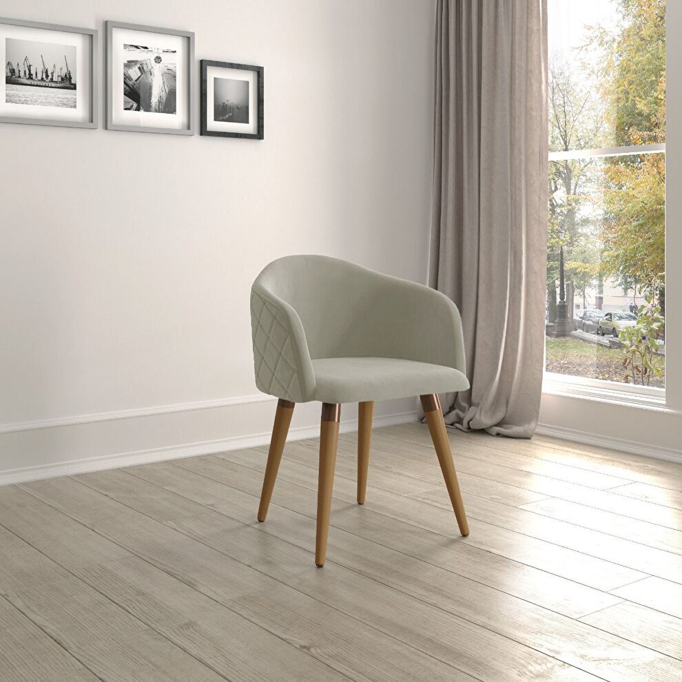 Velvet matelass accent chair in beige by Manhattan Comfort
