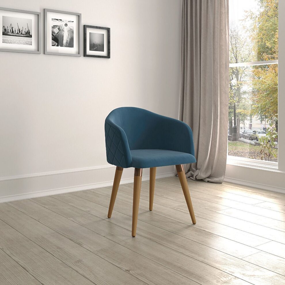 Velvet matelass accent chair in blue by Manhattan Comfort