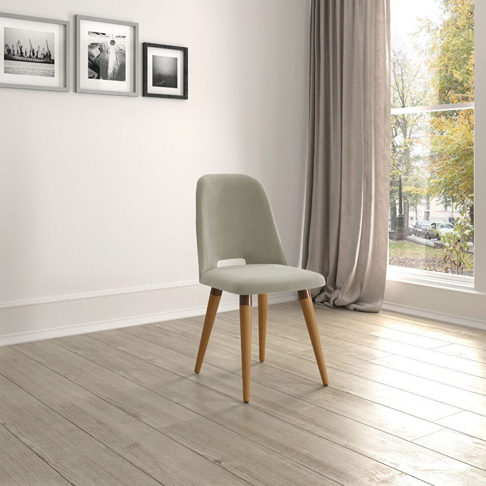 Velvet accent chair in beige by Manhattan Comfort