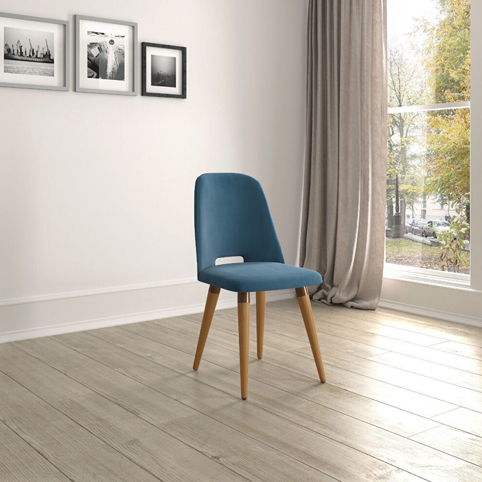 Velvet accent chair in blue by Manhattan Comfort