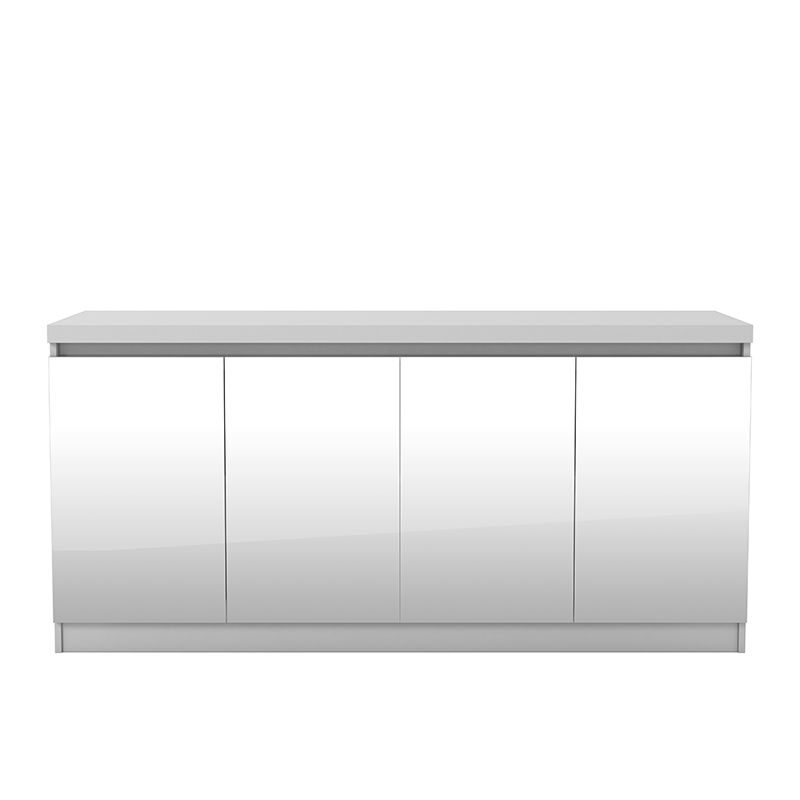62.99 in. 6- shelf buffet cabinet with mirrors in white gloss by Manhattan Comfort