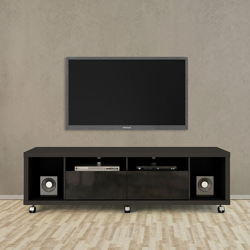 Tv stand 1.8 in black gloss and black matte by Manhattan Comfort