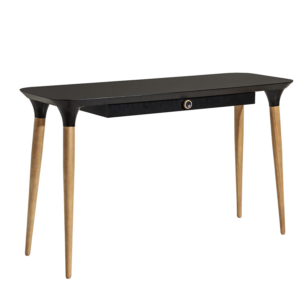 Office desk with internal organization in black and cinnamon by Manhattan Comfort