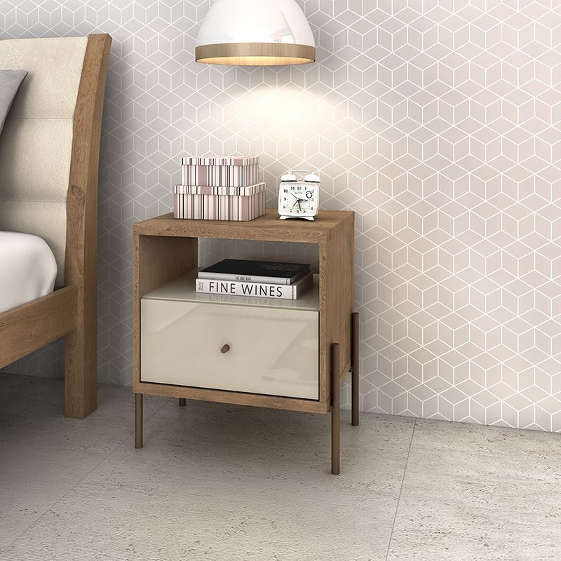 Joy 1-full extension drawer nightstand in off white by Manhattan Comfort