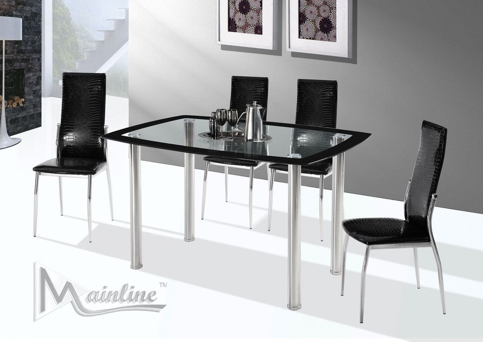 Contemporary 5pcs affordable black dining set by Mainline