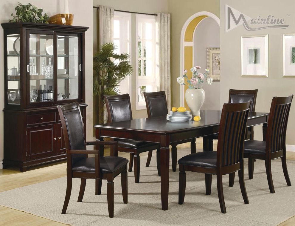 Family size dining set in dark brown by Mainline