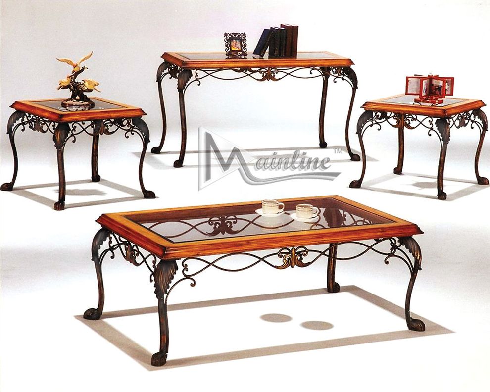 3pcs coffee tables set w/ glass tops by Mainline