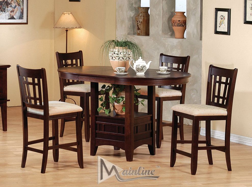 Oval gathering 5pcs counter height set by Mainline