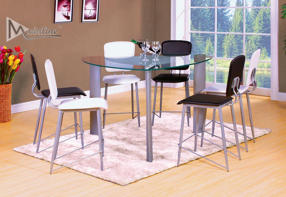 7pcs black/white counter heigh dining set by Mainline