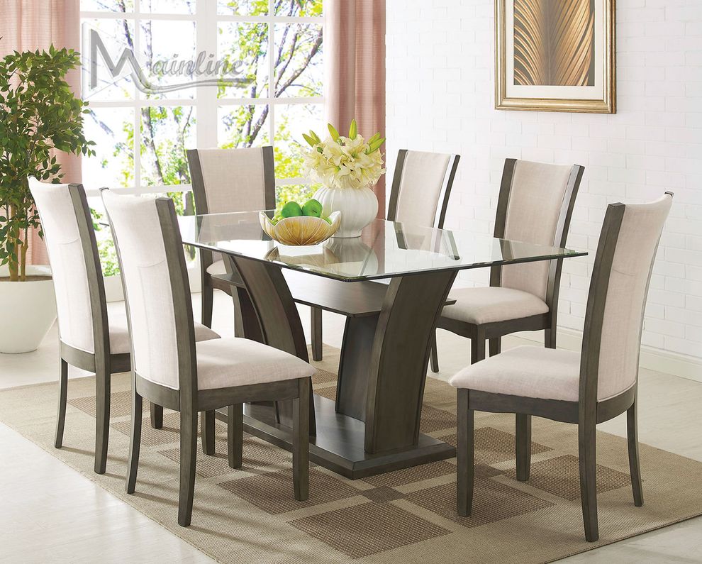 Contemporary gray 5pcs dining set by Mainline