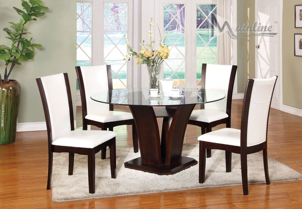 Contemporary two-toned 5pcs round dining set by Mainline