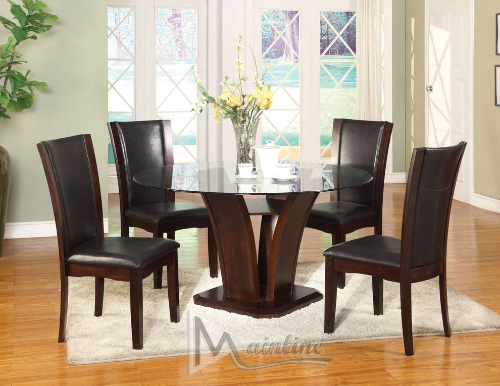 Contemporary two-toned round 5pcs dining set by Mainline