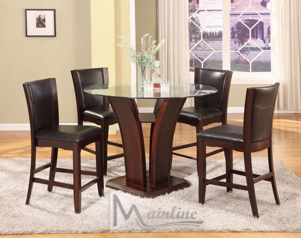 Contemporary bar height two-toned round dining set by Mainline
