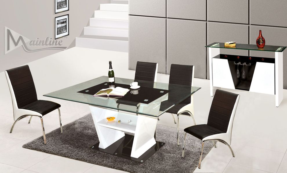 Ultra-contemporary black/white glass table by Mainline
