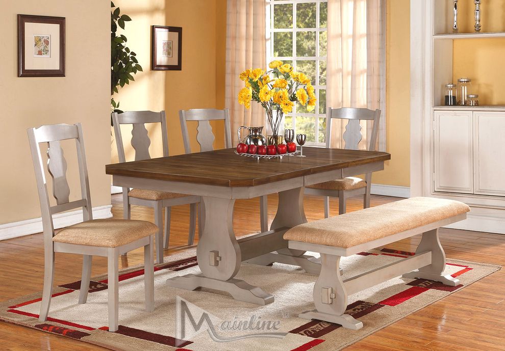 Casual 5pcs dining set in spiced oak distressed finish by Mainline