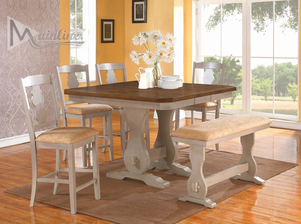 Contemporary counter 5pcs dining set in distressed finish by Mainline