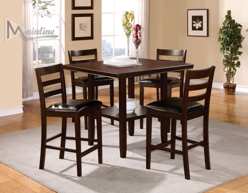 5pcs chocolate brown bar height dining set by Mainline