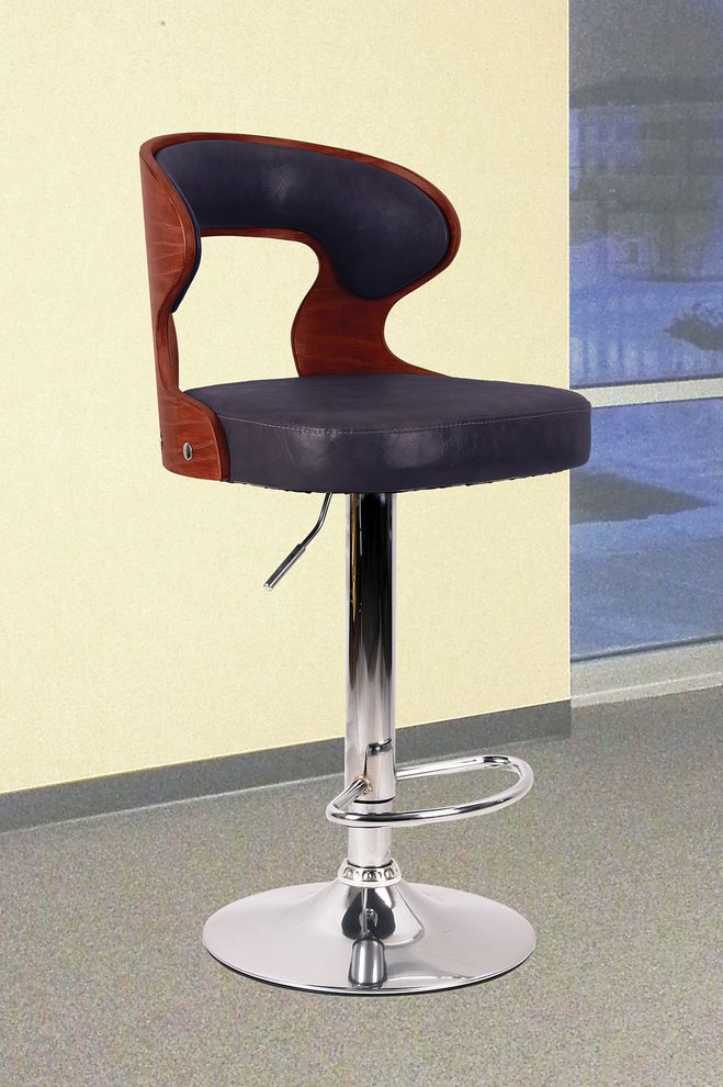 Black leatherette / swivel bar stool by Mainline