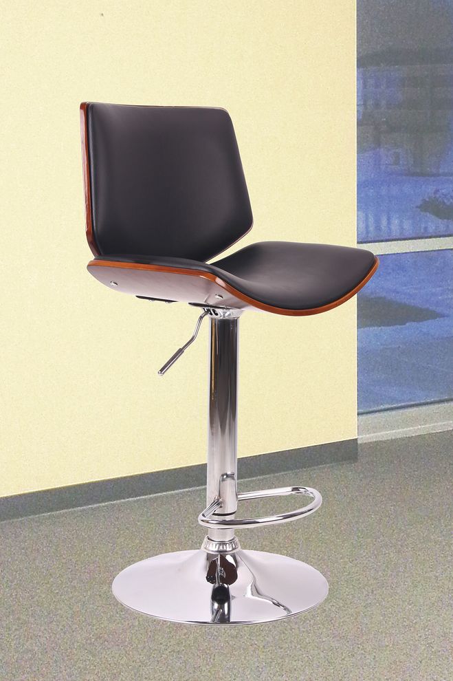 Chrome / black leatherette bar stool by Mainline