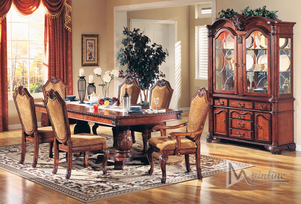Classical wood formal dining table in cherry wood by Mainline