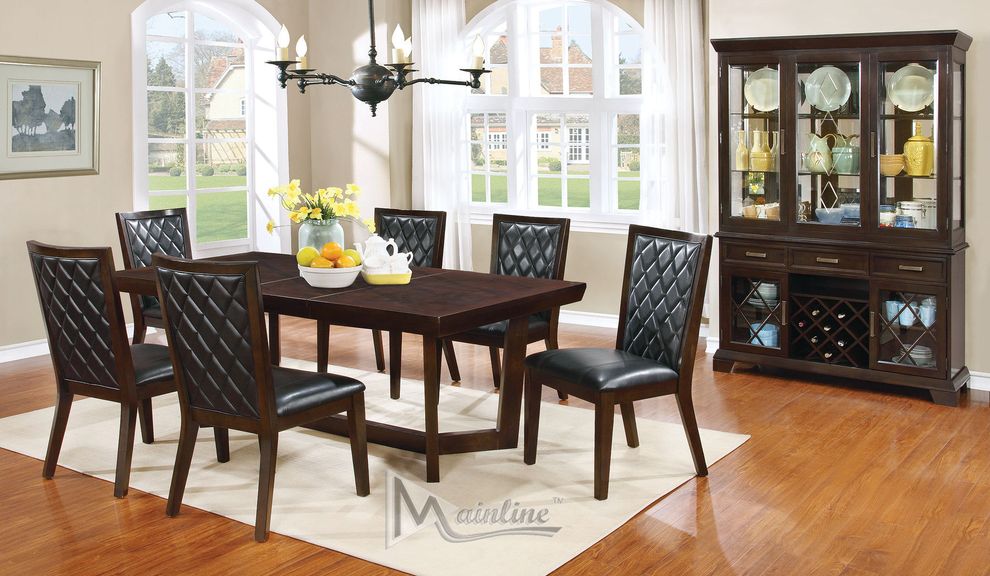 Formal style espresso dining table w/ extenshion by Mainline