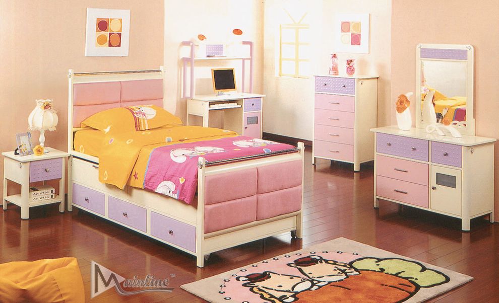 Captain pink/white bed, trundle, platform an drawers by Mainline