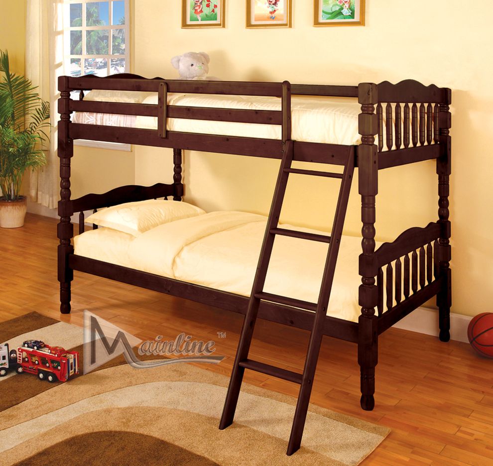 Rustic style solid wood twin/twin bunk bed by Mainline