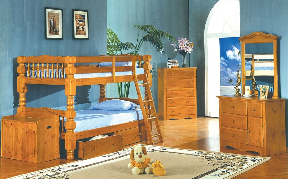 Rustic style solid wood twin/twin bunk bed by Mainline