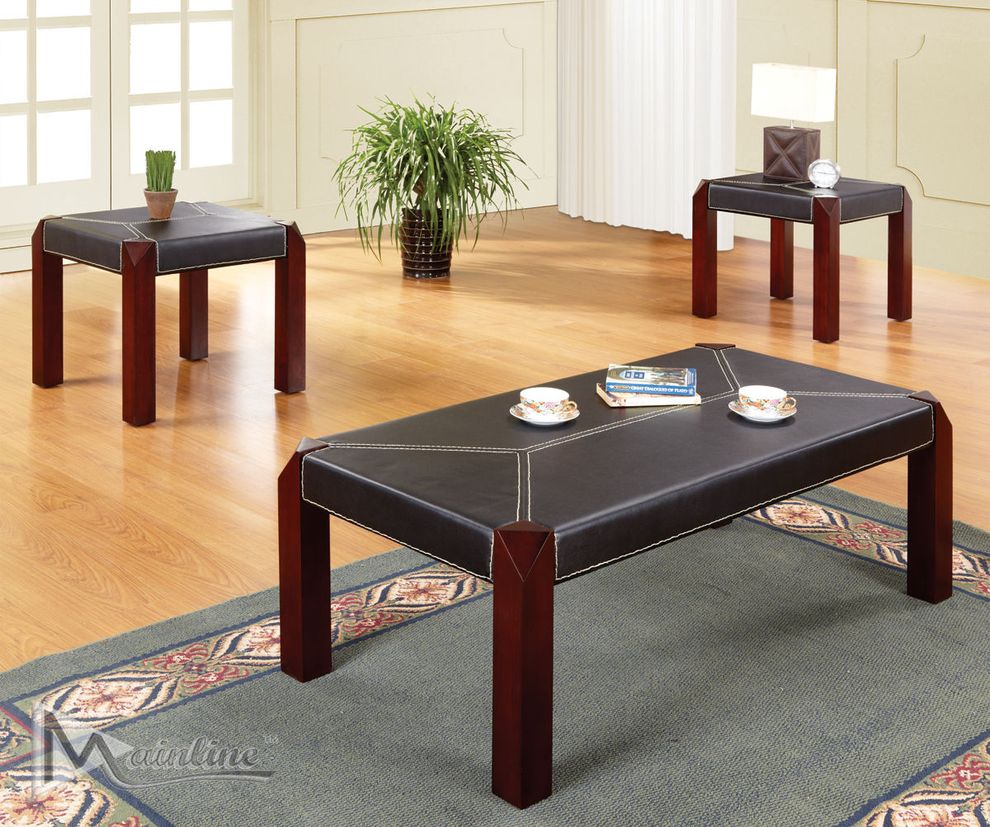 Modern black coffee table 3pcs set by Mainline