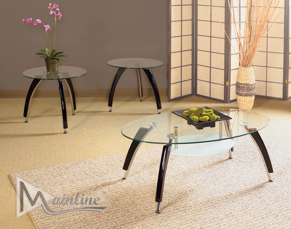 Glass top casual 3pcs coffee table set by Mainline