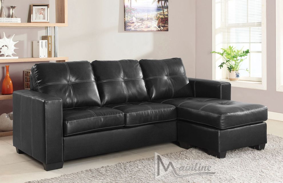 Black reversible corner L-shaped casual sectional sofa by Mainline
