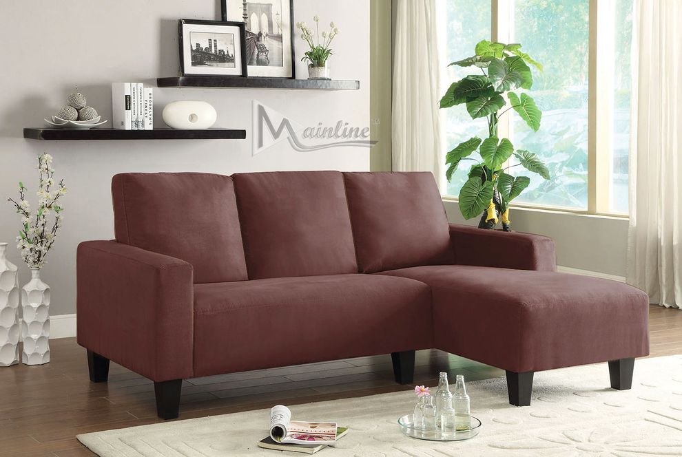 Small 2pcs chocolate micro-suede sectional by Mainline