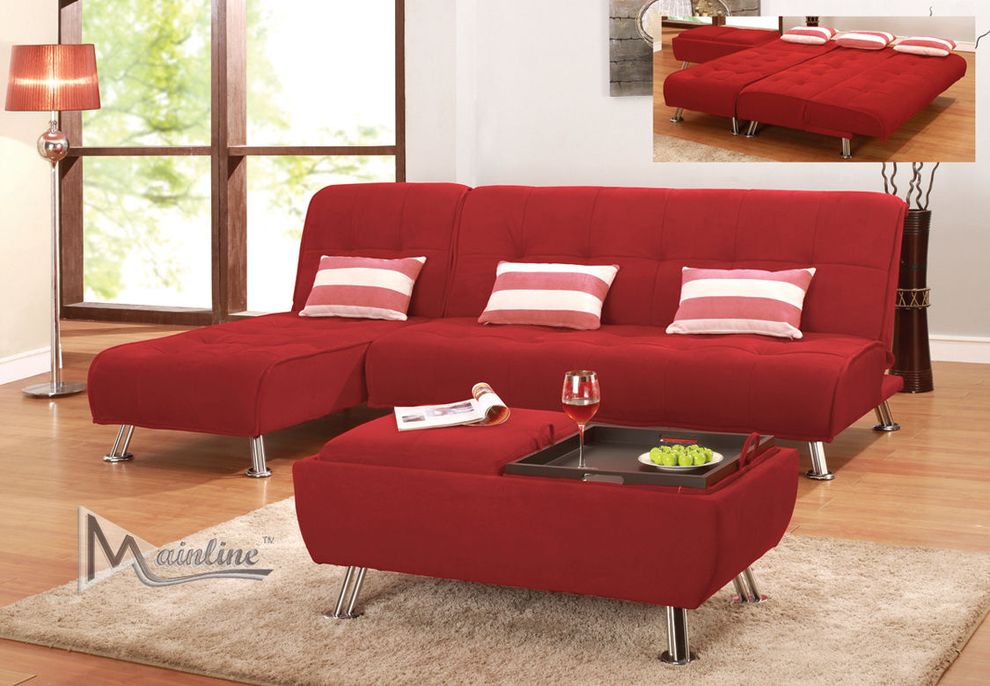 Red sleeper 2 pcs sofa bed sectional by Mainline
