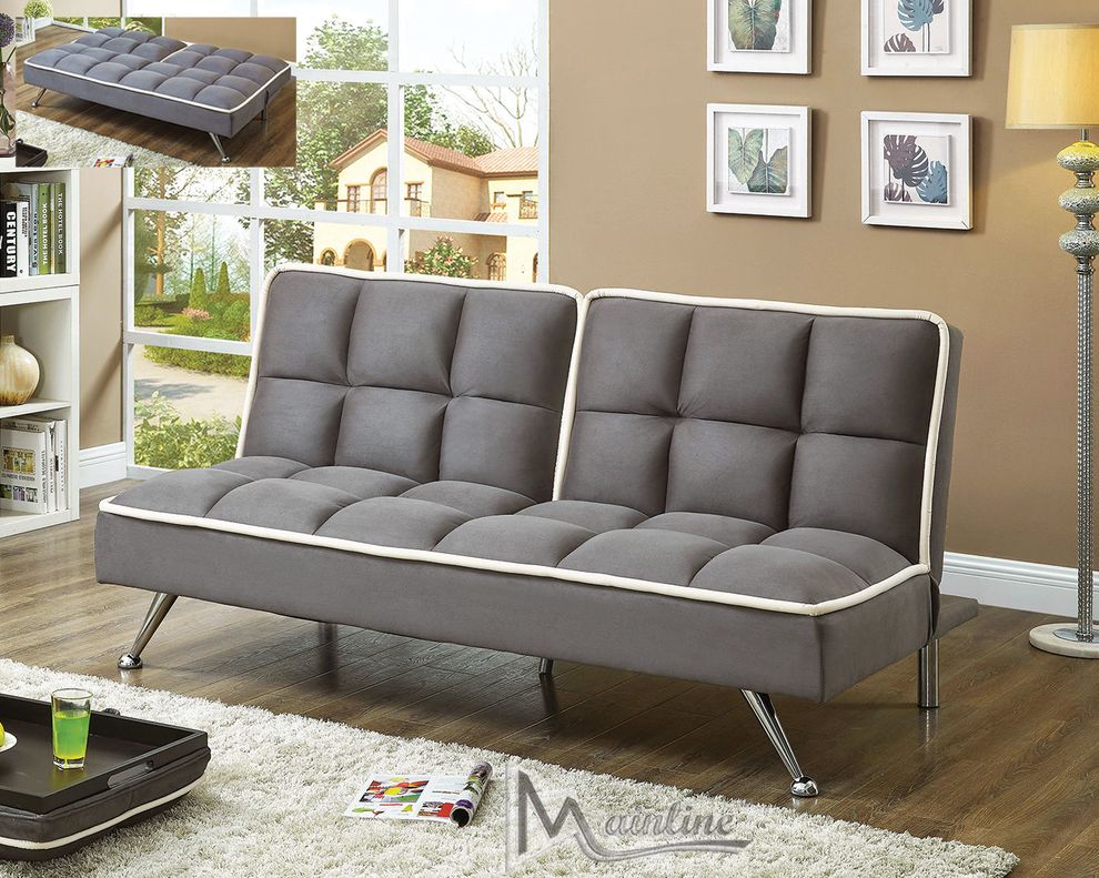 Contemporary gray microfiber sleeper sofa by Mainline